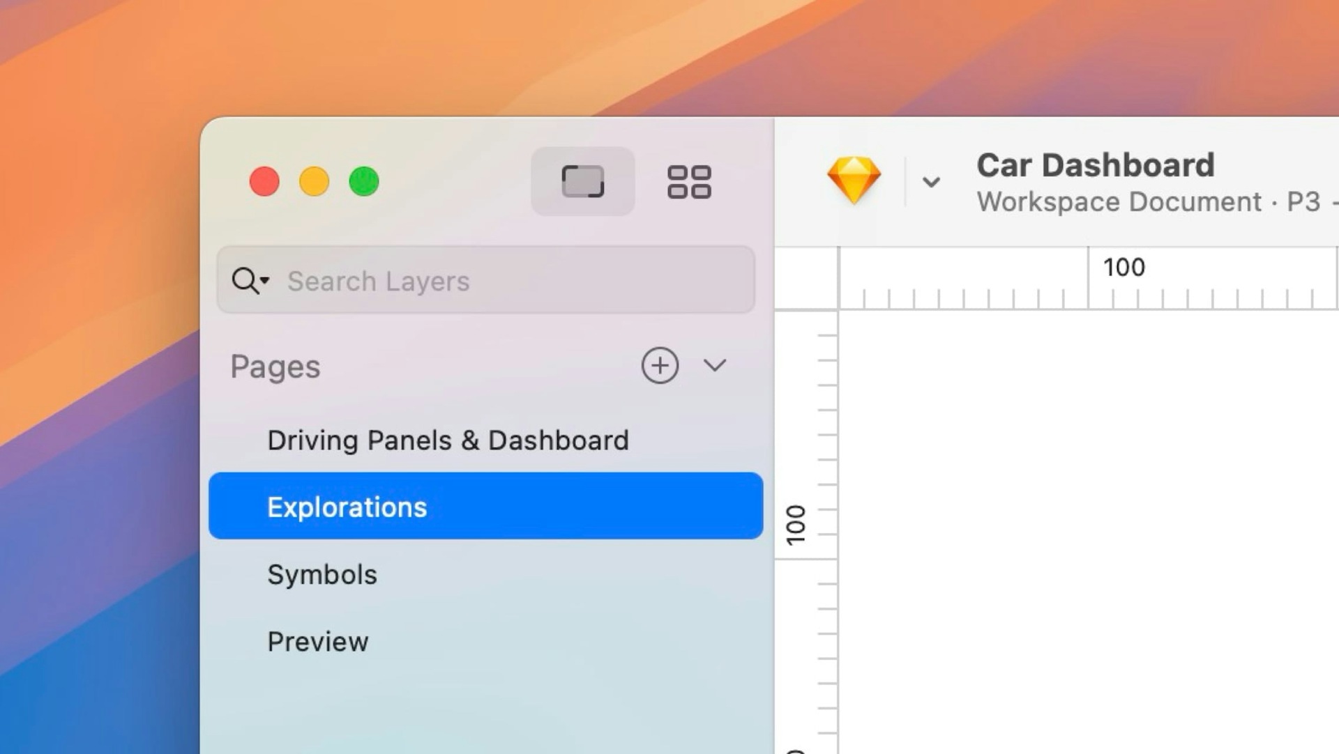 Video showing how to create a new Page in Sketch’s Mac app