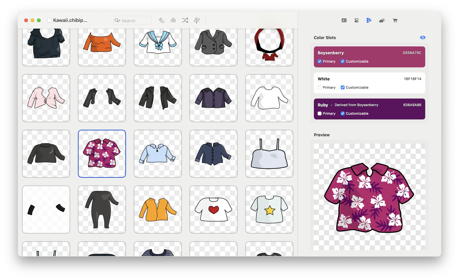 Screenshot of Chibi Studio’s internal tool