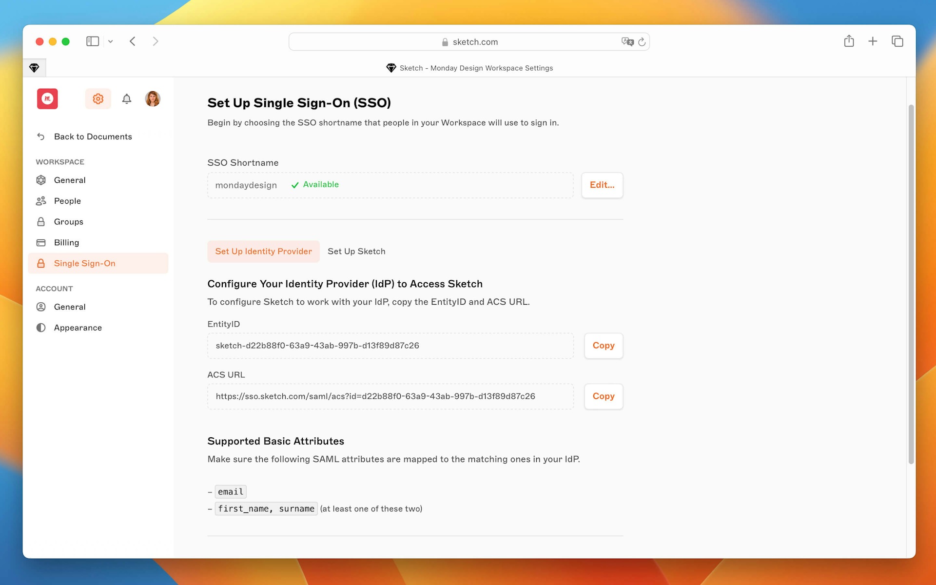 An image showing the identity provider section