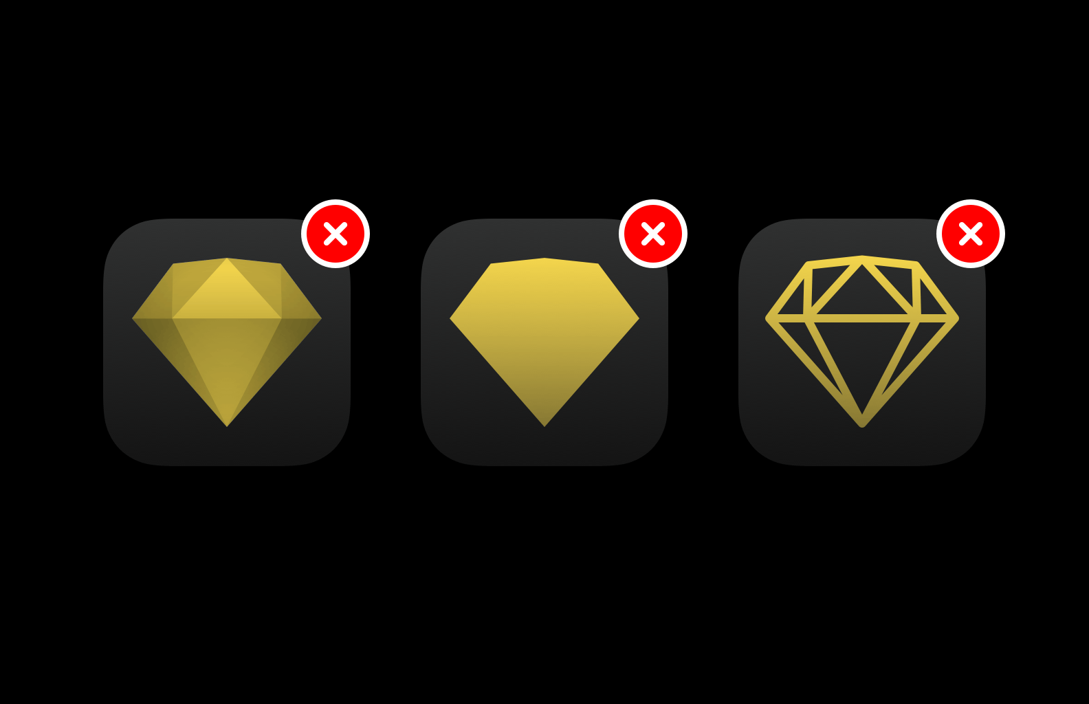 Three Sketch icons that don’t look particular good