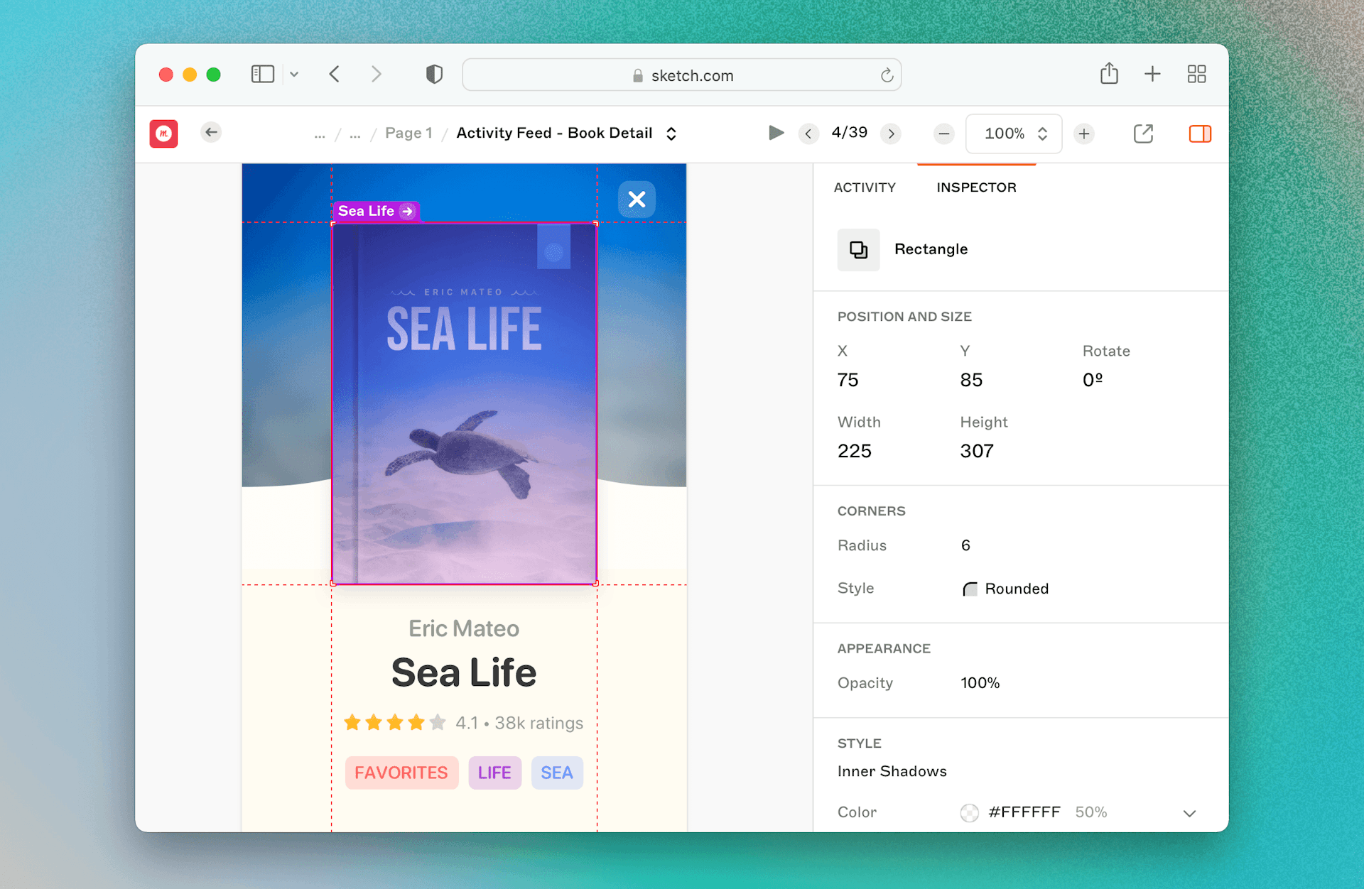 Image showing the inspector for a design system in a browser.