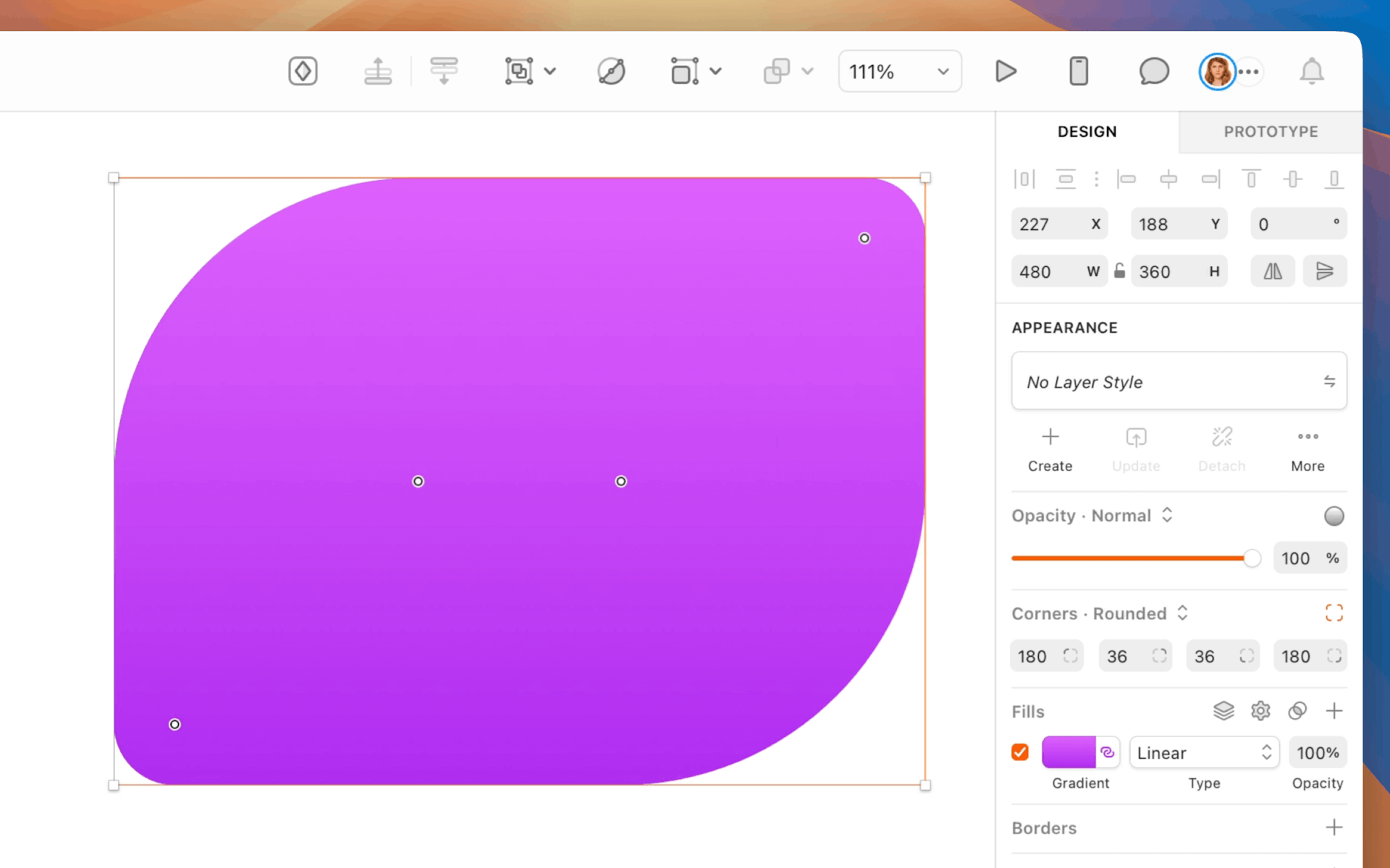 An image showing the Corners panel in the Inspector, with Individual mode enabled